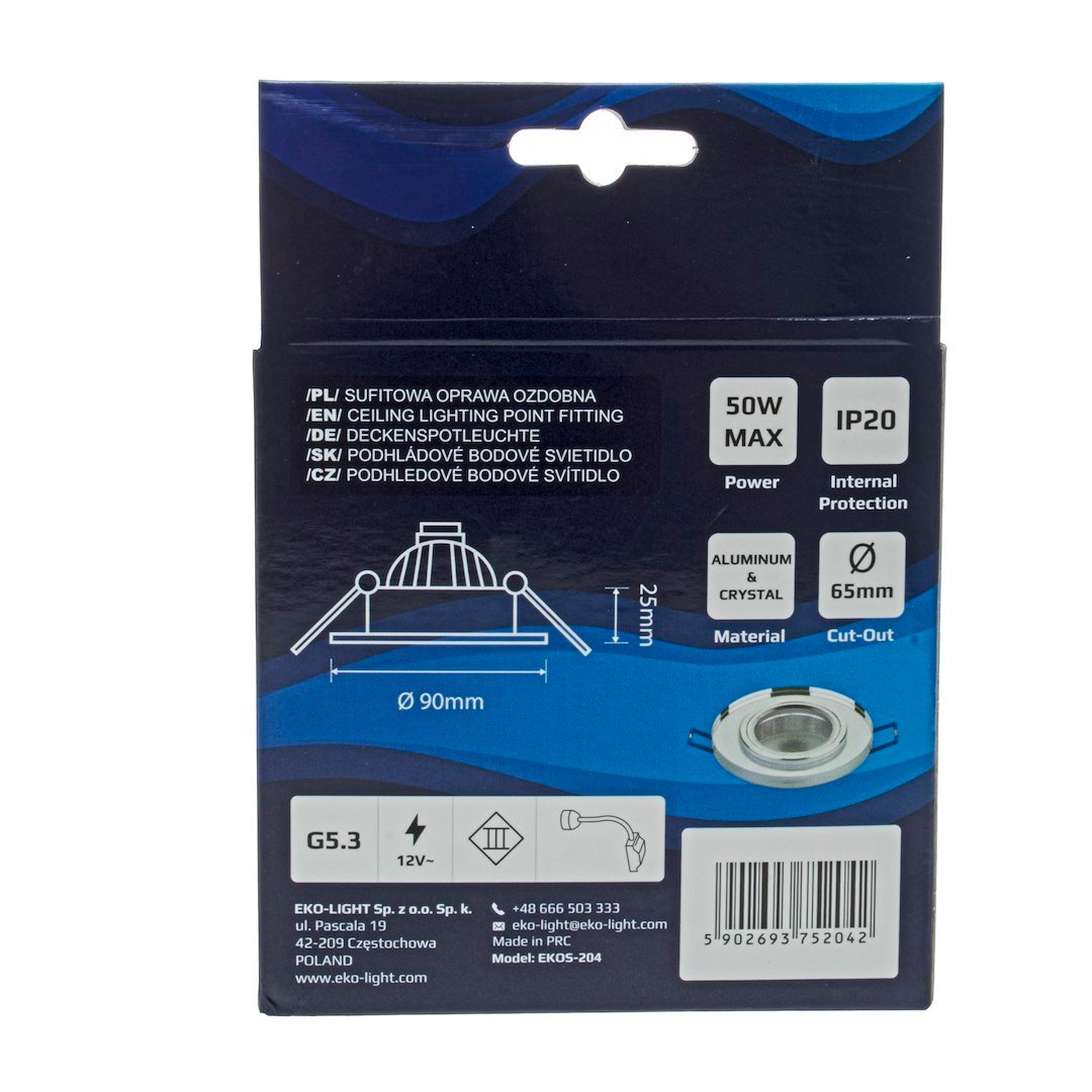 Oczko sufitowe szklane OKRĄGŁE. Kolor: SREBRNY Milagro - obrazek 4