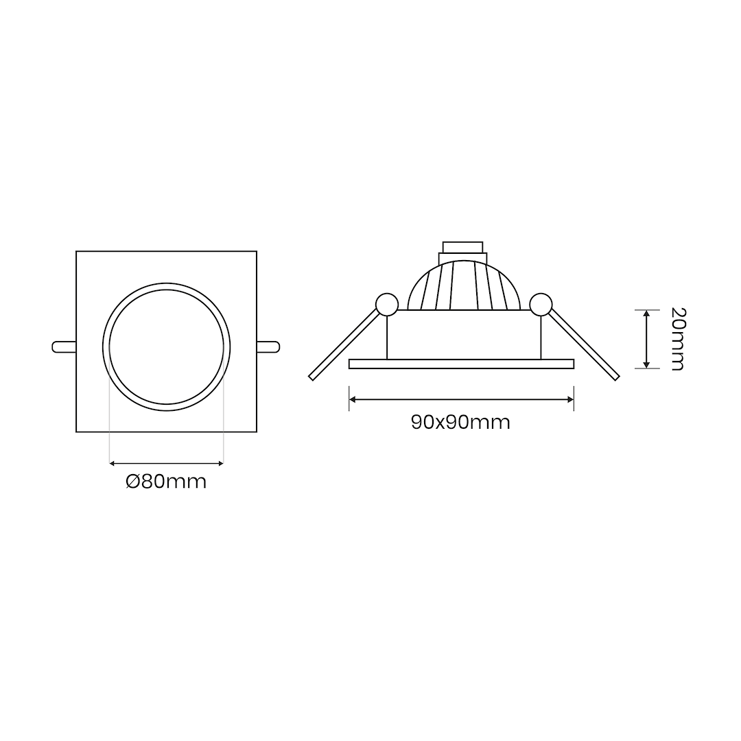 Oczko sufitowe szklane KWADRATOWE. Kolor: BIAŁY Milagro - obrazek 4