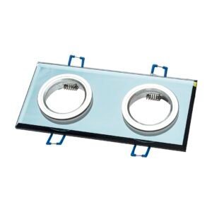 Oczko sufitowe szklane KWADRATOWE 2xGU10 Kolor: SREBNY Milagro