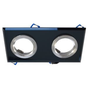 Oczko sufitowe szklane KWADRATOWE 2xGU10 Kolor: CZARNY Milagro