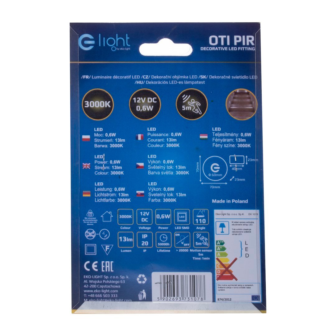 Oprawa schodowa OTI Barwa Ciepła 3000K 12V z czujnikiem ruchu Milagro - obrazek 6