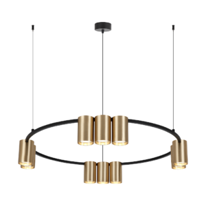Lampa wisząca (koło) Genesis Czarny Złoty 10xGU10 Milagro