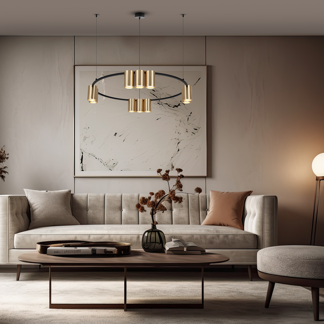 Lampa wisząca (koło) Genesis Czarny Złoty 10xGU10 Milagro - obrazek 4