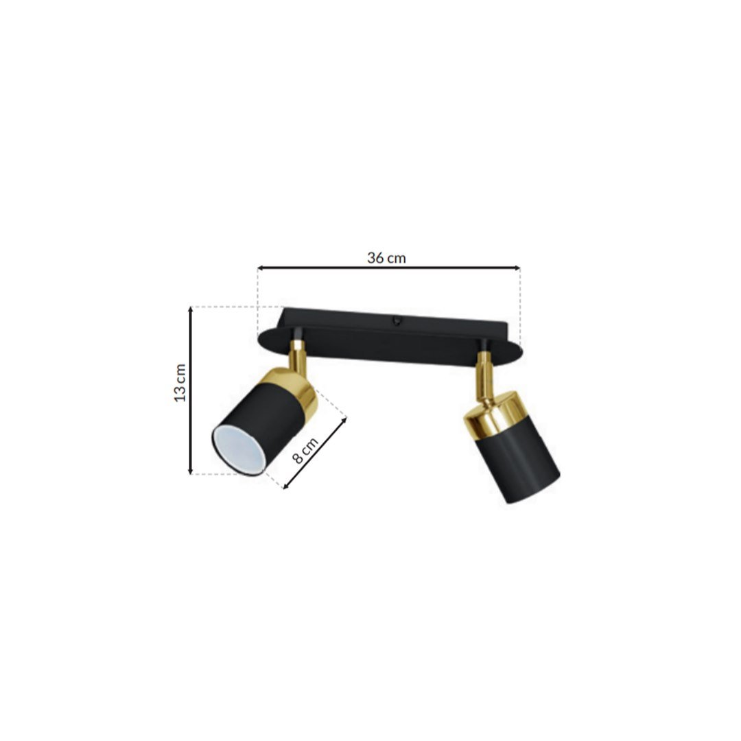 Lampa sufitowa JOKER BLACK/GOLD 2xGU10 Milagro - obrazek 7