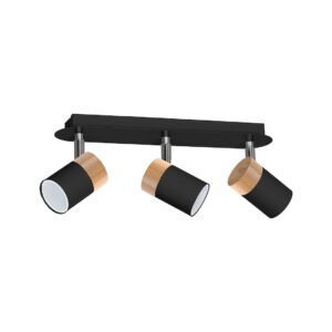 Lampa sufitowa JOKER BLACK/WOOD 3xGU10 Milagro