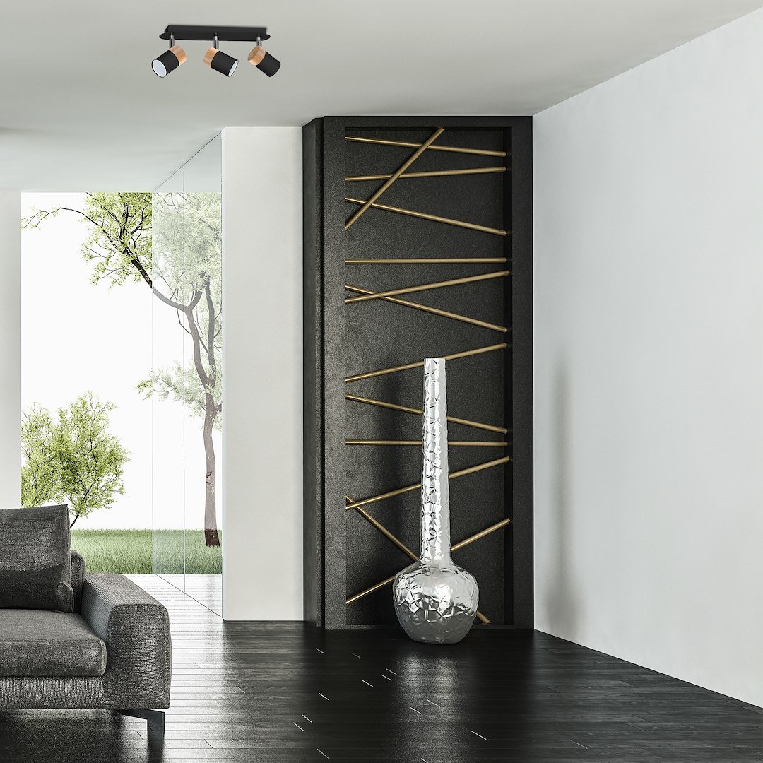 Lampa sufitowa JOKER BLACK/WOOD 3xGU10 Milagro - obrazek 5