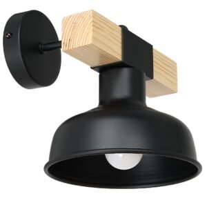 Kinkiet FARO BLACK/NATURAL WOOD 1xE27 60W Milagro