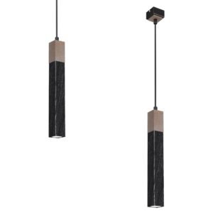 Lampa wisząca SOLO SAWN BLACK / PATINATED WOOD 1x mini GU10 Milagro