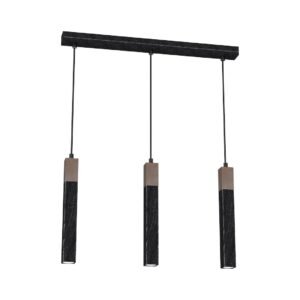 Lampa wisząca SOLO SAWN BLACK / PATINATED WOOD 3x mini GU10 Milagro