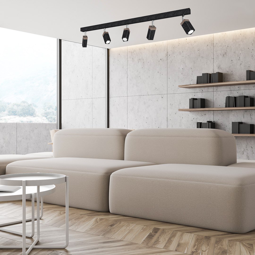 Lampa sufitowa SOLO SAWN BLACK / PATINATED WOOD 5x mini GU10 Milagro - obrazek 3