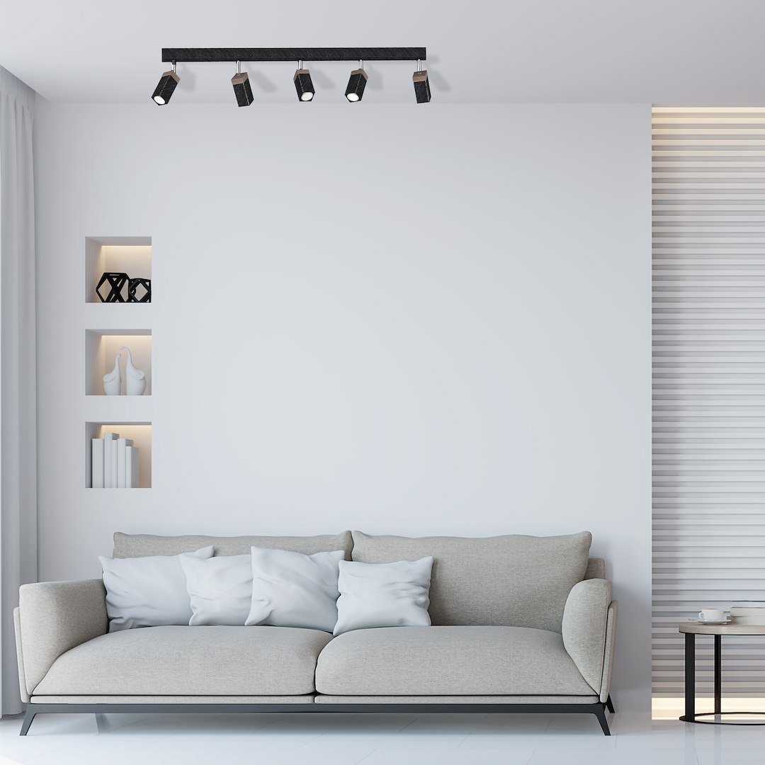 Lampa sufitowa SOLO SAWN BLACK / PATINATED WOOD 5x mini GU10 Milagro - obrazek 6