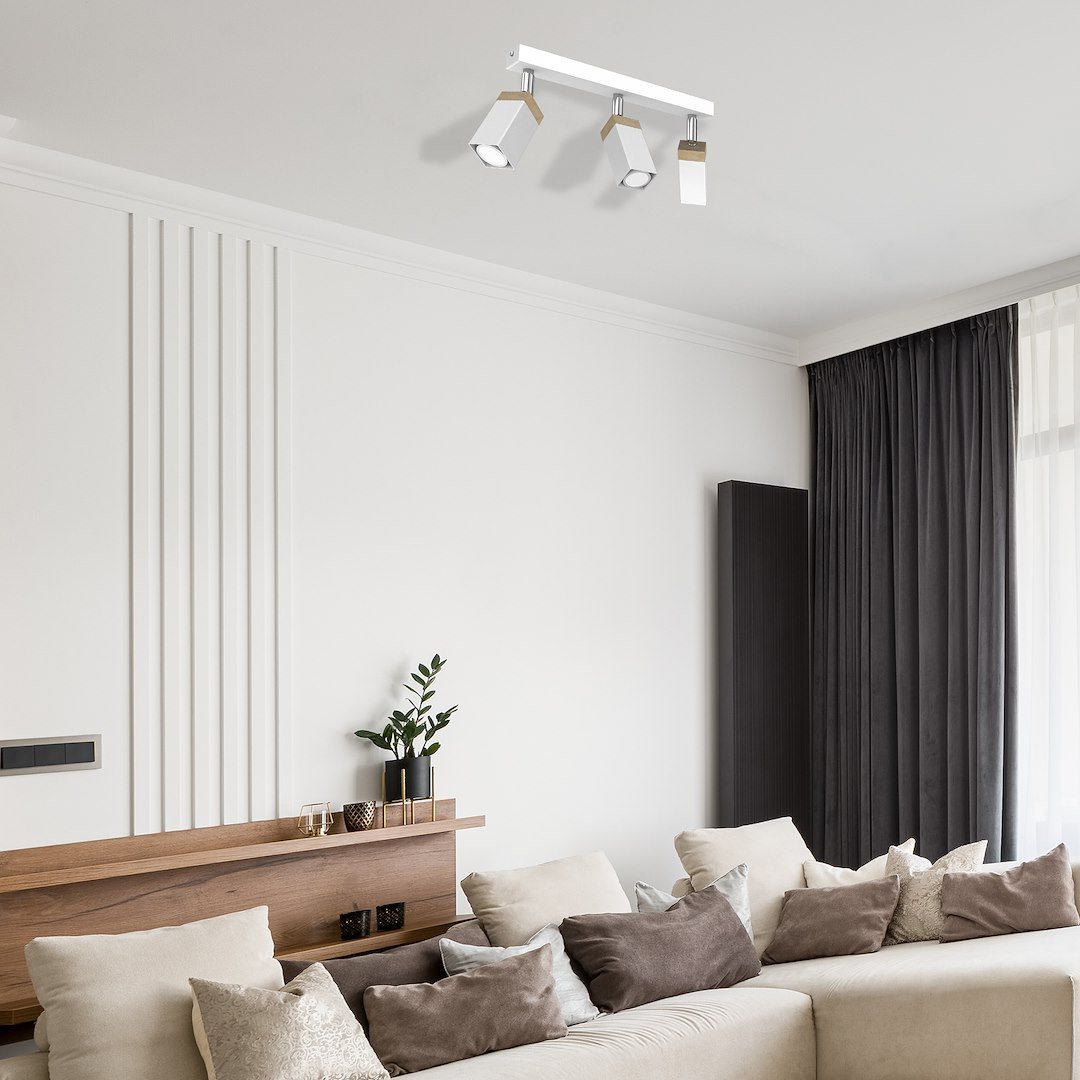 Lampa sufitowa Solo Sawn Biały / Patyna Drewno 3x mini GU10 Milagro - obrazek 3