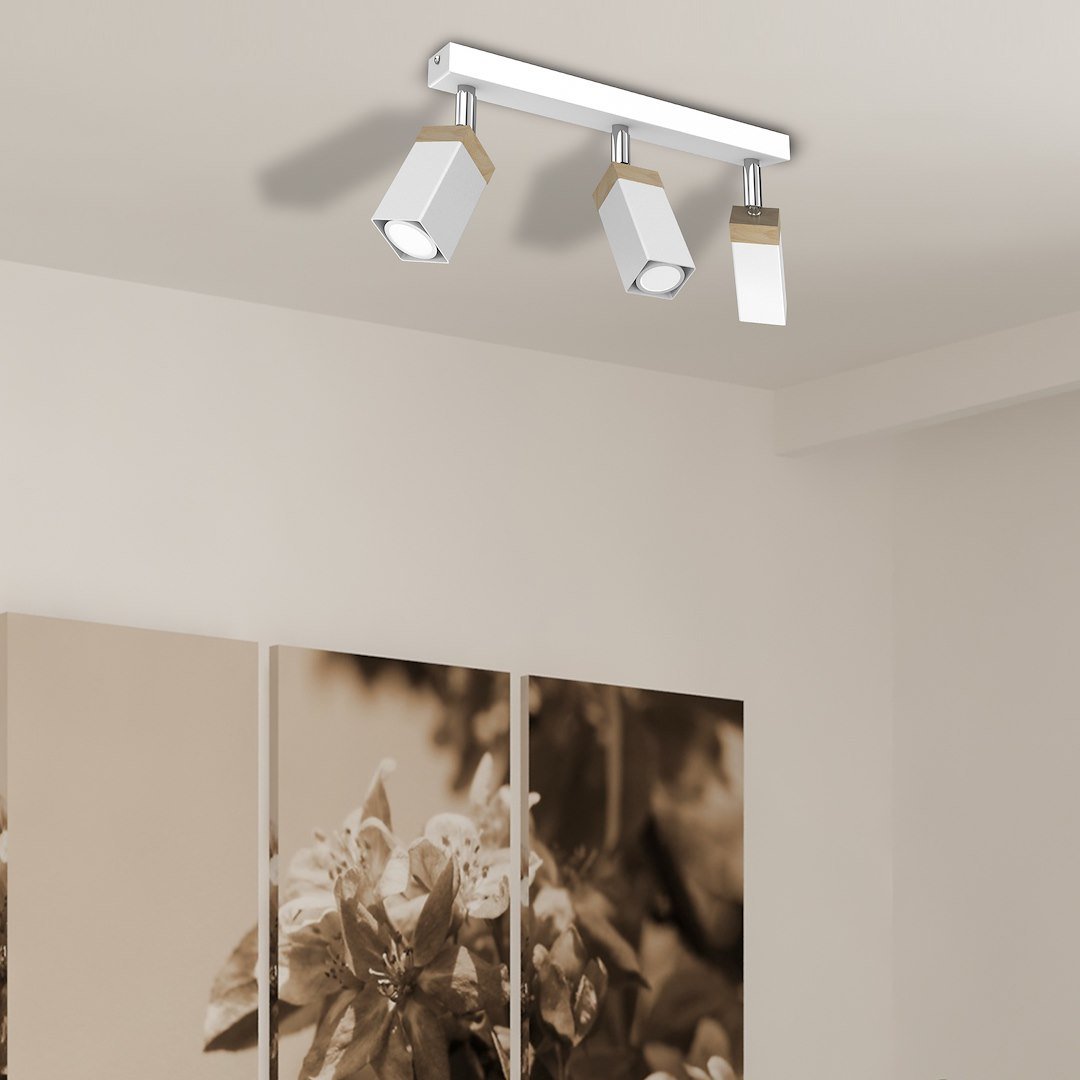 Lampa sufitowa Solo Sawn Biały / Patyna Drewno 3x mini GU10 Milagro - obrazek 4