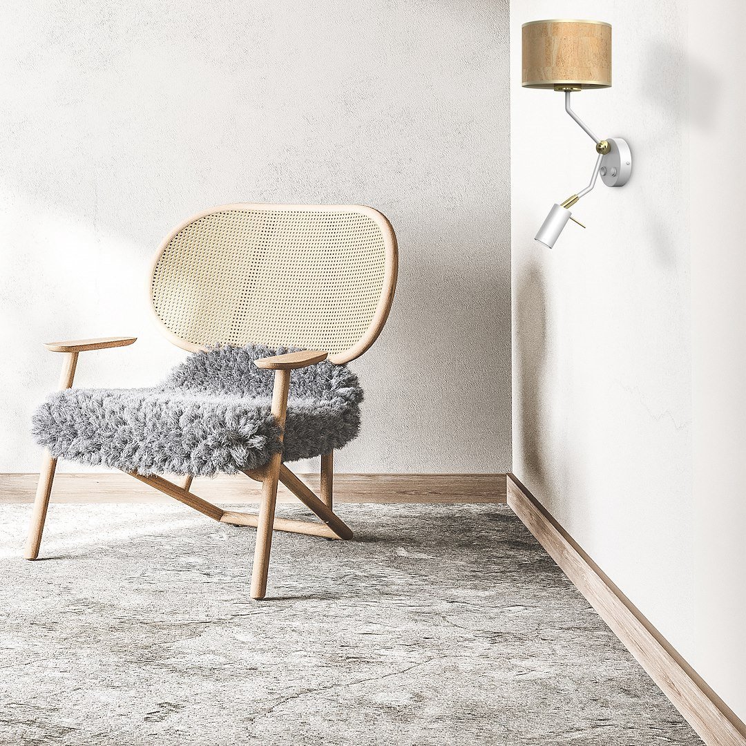 Kinkiet Cork 1xE27 + Mini GU10 Biały/Korek Milagro - obrazek 3