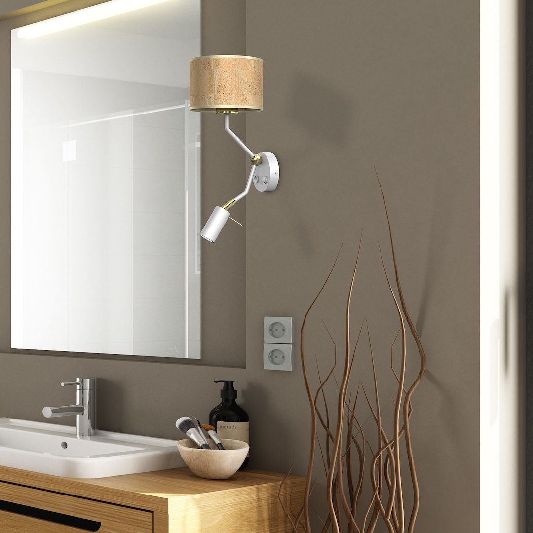 Kinkiet Cork 1xE27 + Mini GU10 Biały/Korek Milagro - obrazek 4