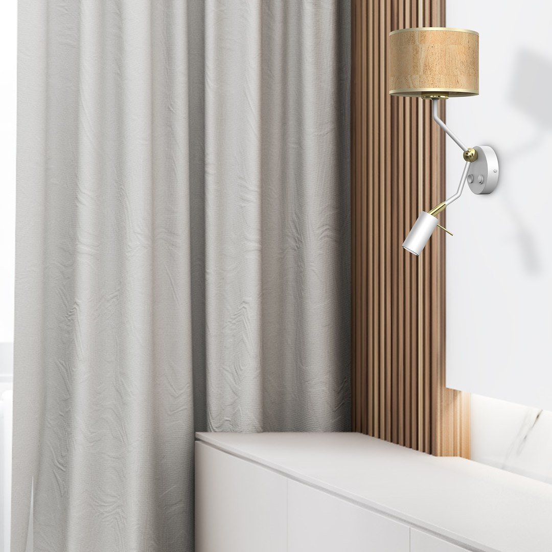 Kinkiet Cork 1xE27 + Mini GU10 Biały/Korek Milagro - obrazek 5