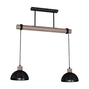 Lampa wisząca ERIK Sawn black/Patinated wood 2XE27 Milagro