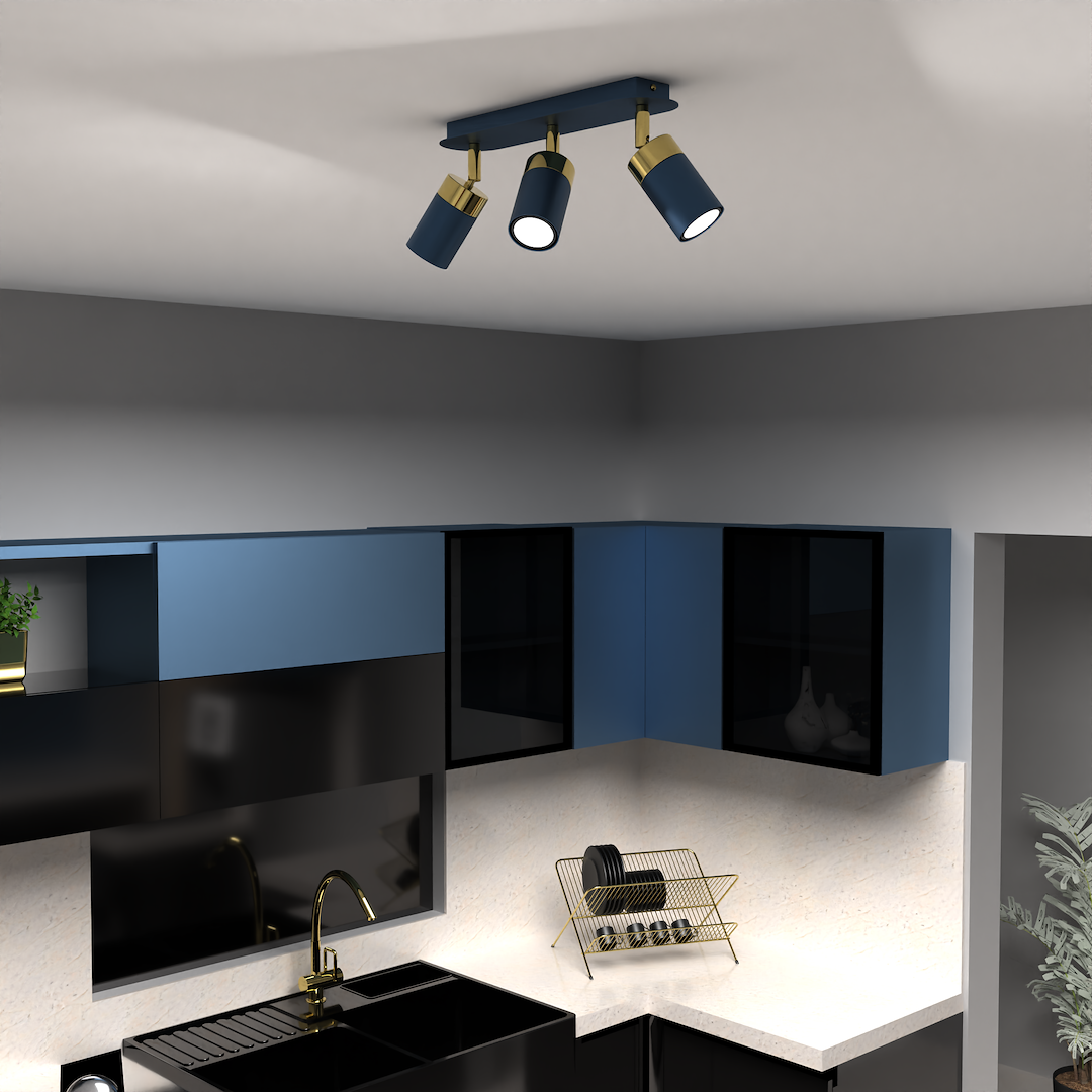Lampa sufitowa JOKER NAVY BLUE/GOLD 3xGU10 Milagro - obrazek 4