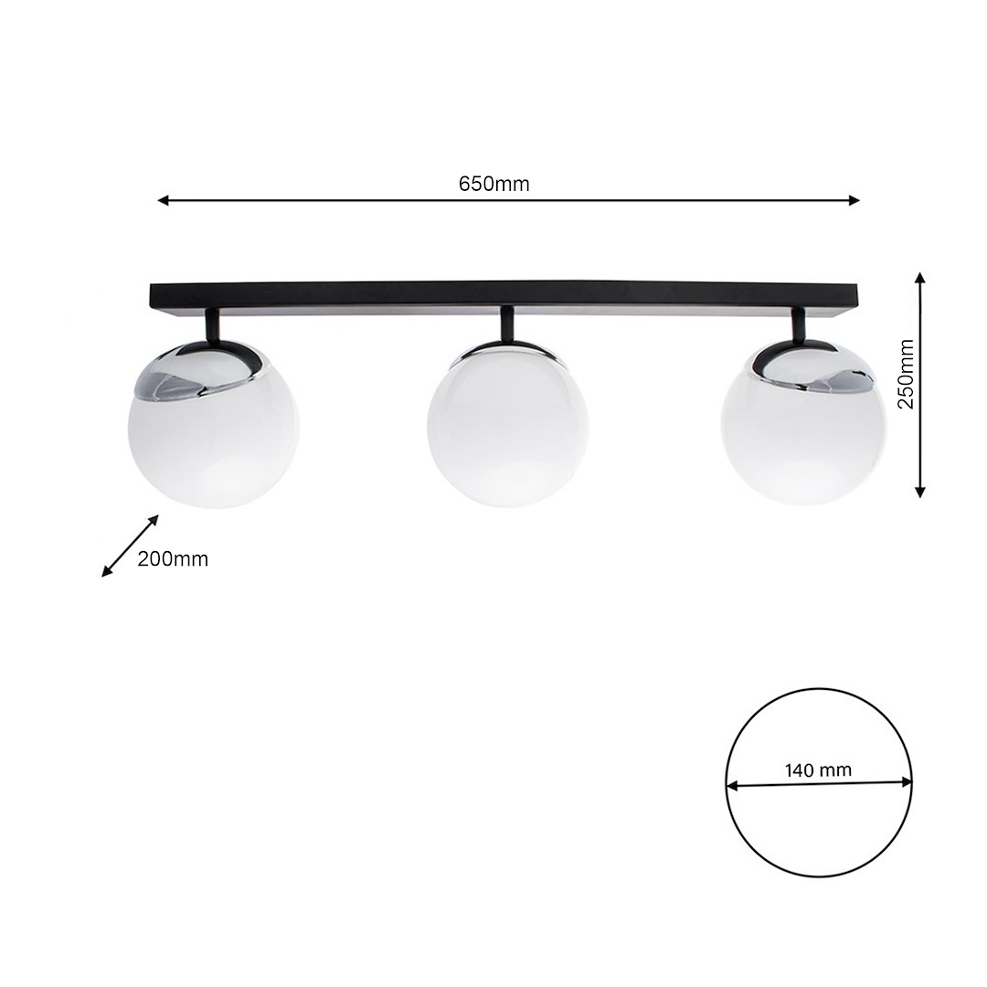 Lampa sufitowa SFERA BLACK/CHROME 3xE14 Milagro - obrazek 5