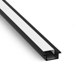 Profil LED wpuszczany MB zestaw z kloszem mlecznym Czarny 2m Milagro