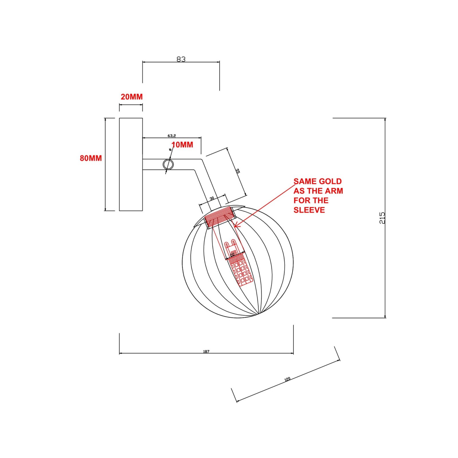Kinkiet Arette złoty 1xG9 Light Prestige - obrazek 7