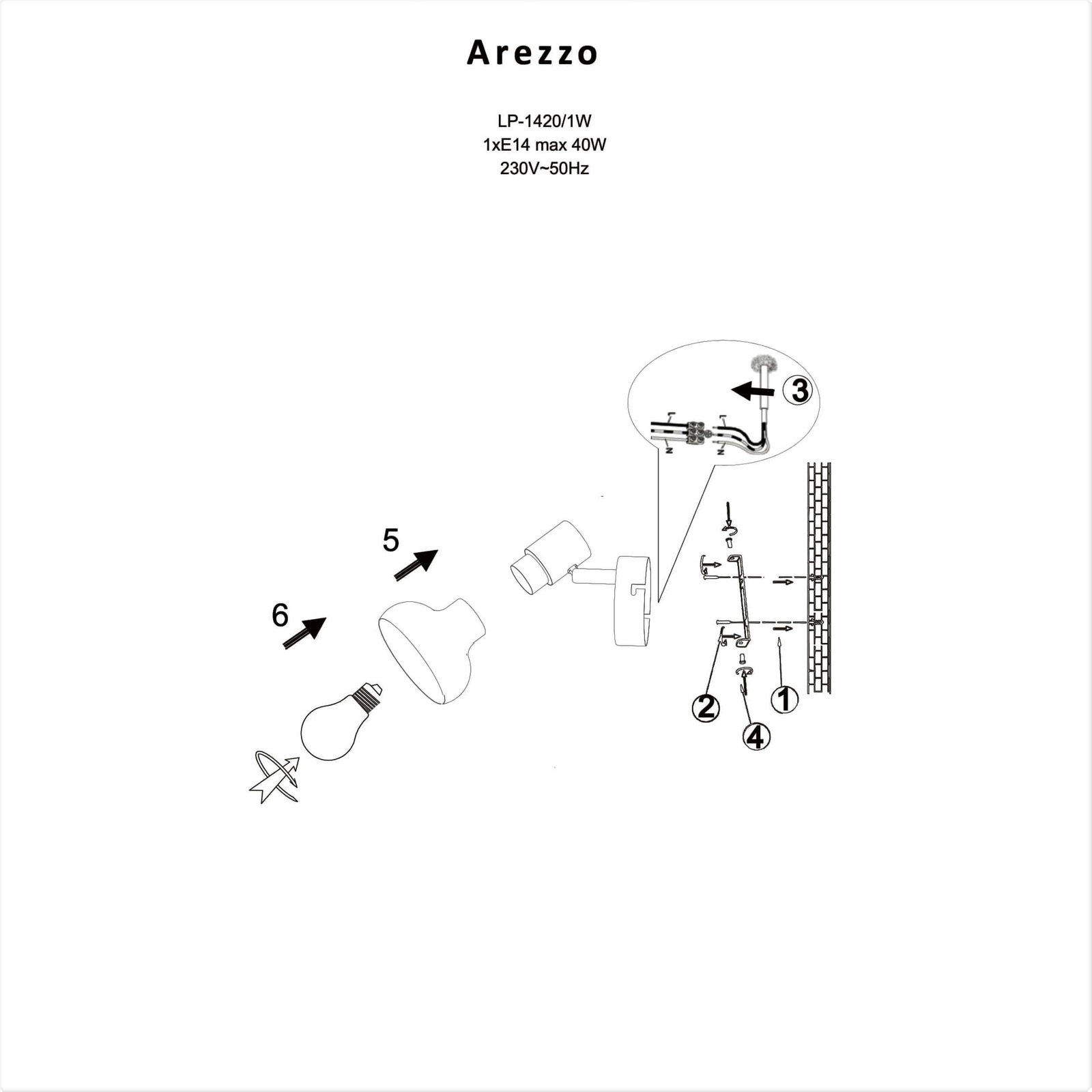 Kinkiet Arezzo czarny 1xE14 Light Prestige - obrazek 13