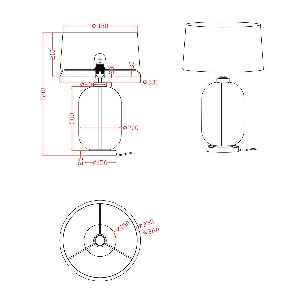 Lampa stołowa Amur niebieska 1xE27 Light Prestige - obrazek 7