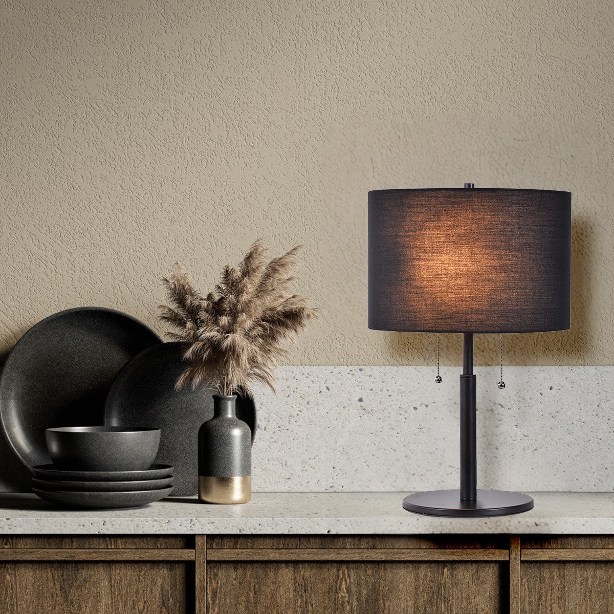 Lampa stołowa Fogo czarna 2xE27 Light Prestige - obrazek 2