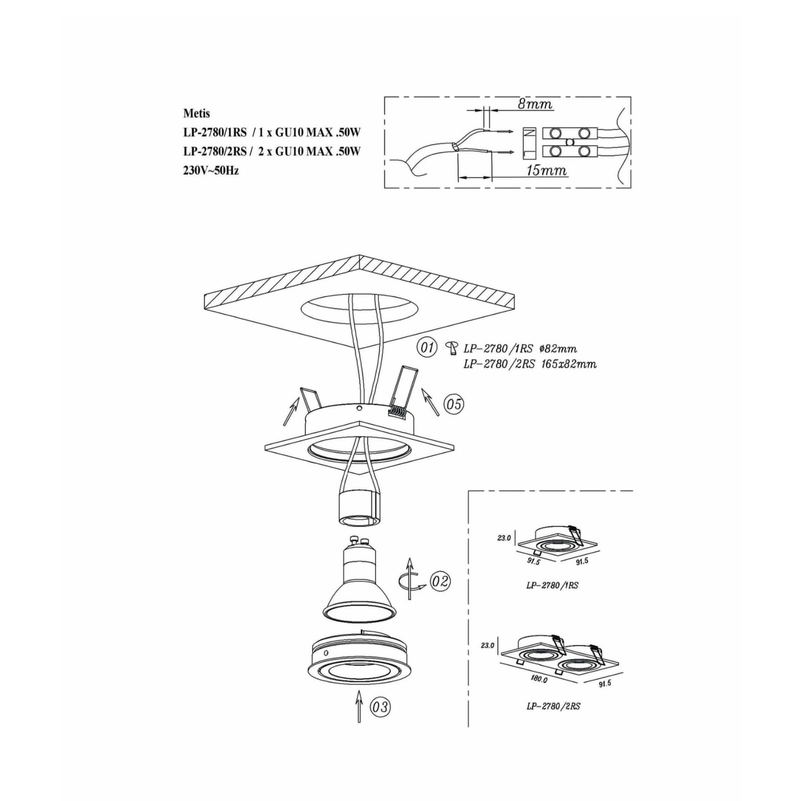 Oprawa podtynkowa Metis czarna 1xGU10 Light Prestige - obrazek 6