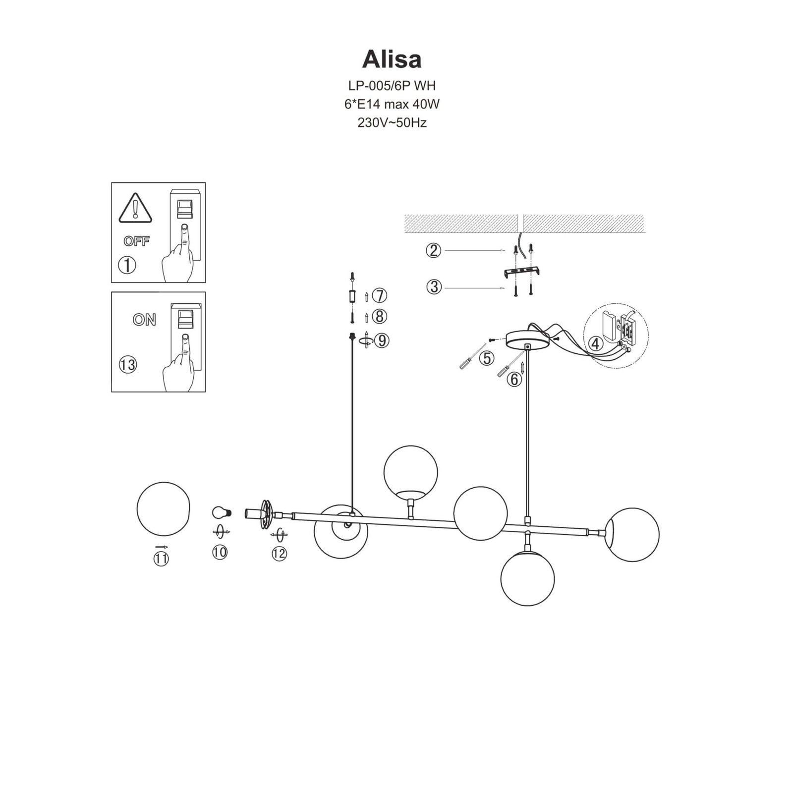 Lampa wisząca Alisa złota 6xE14 Light Prestige - obrazek 4