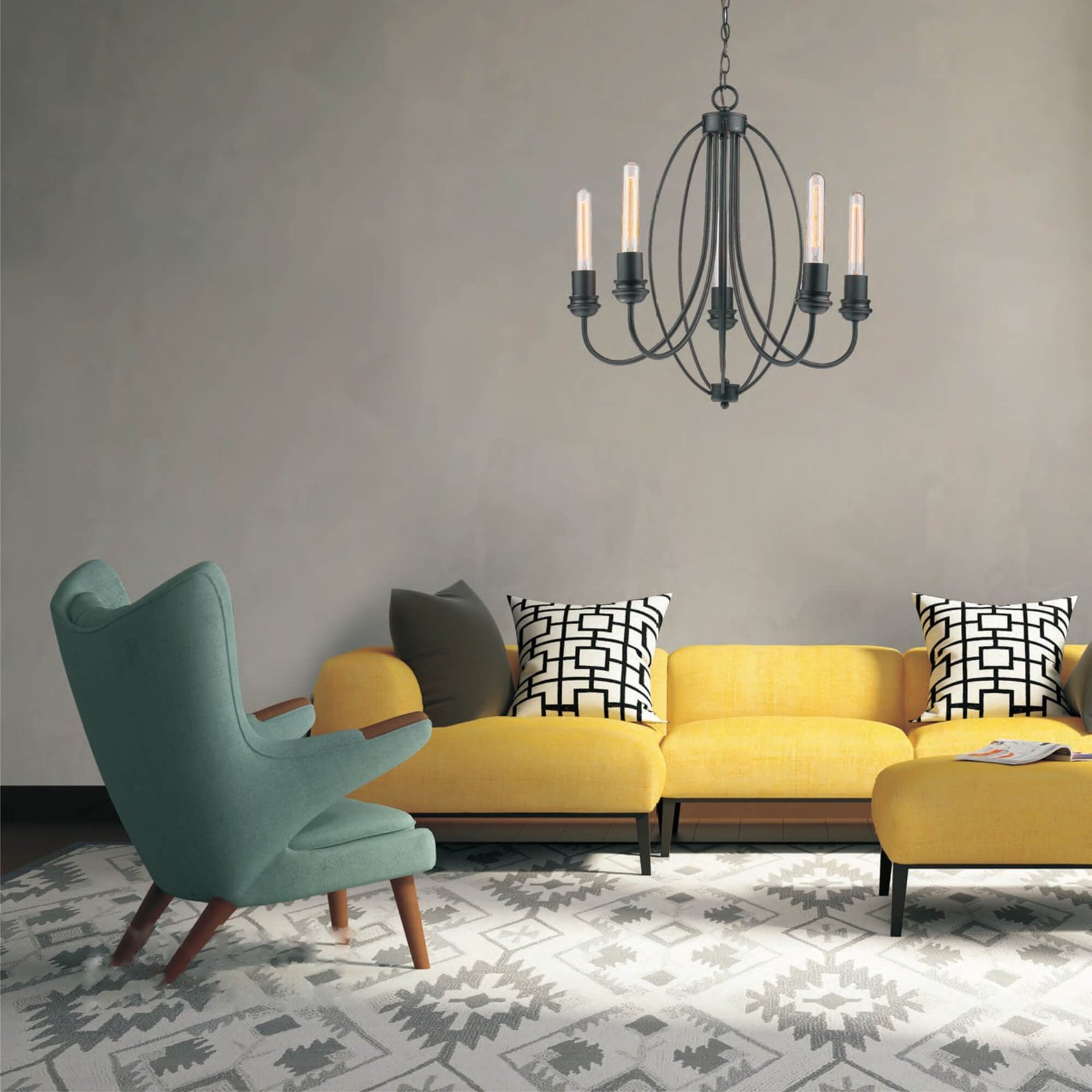 Lampa wisząca Canaria czarna 5xE27 Light Prestige - obrazek 2