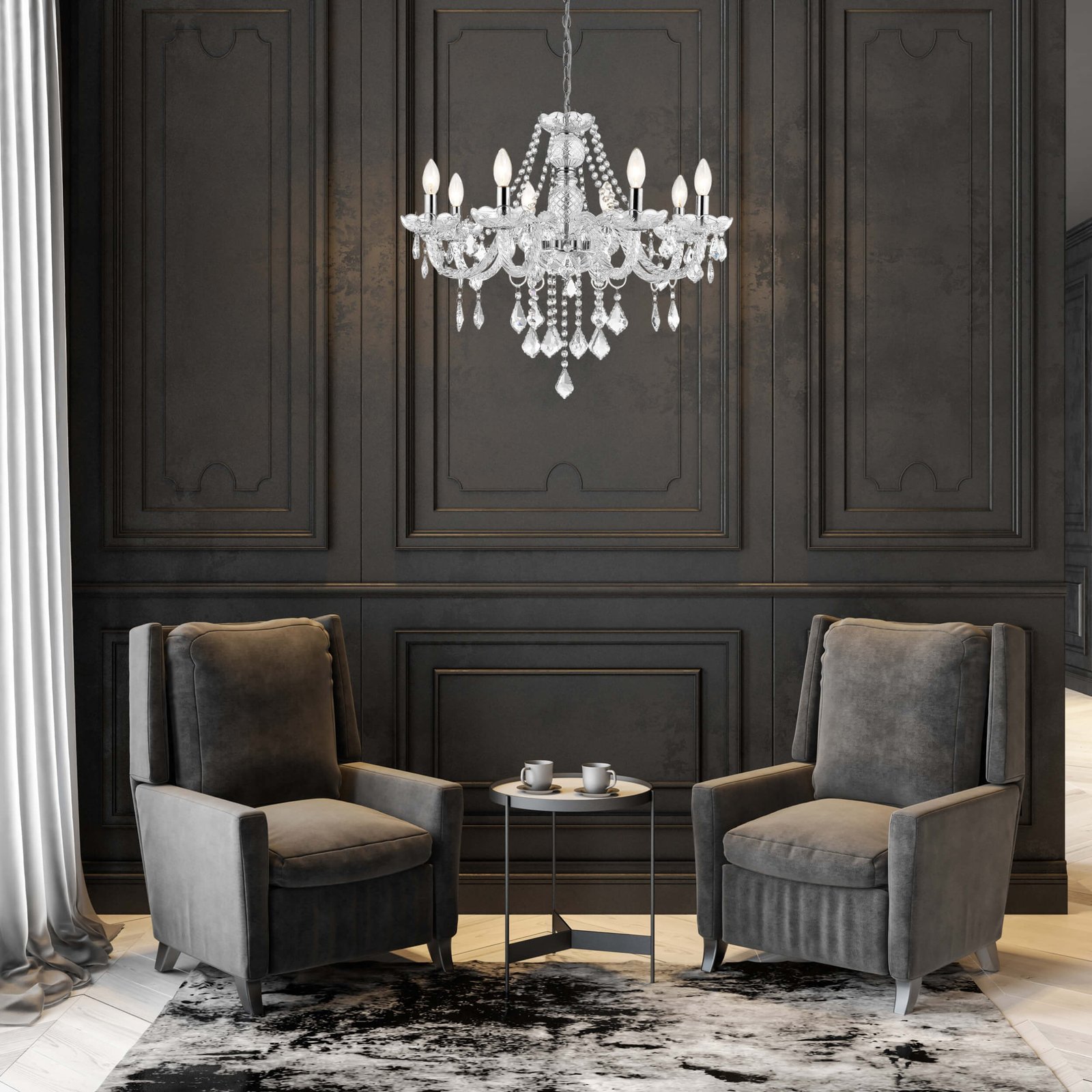 Lampa wisząca Cristallo srebrna 8xE14 Light Prestige - obrazek 3