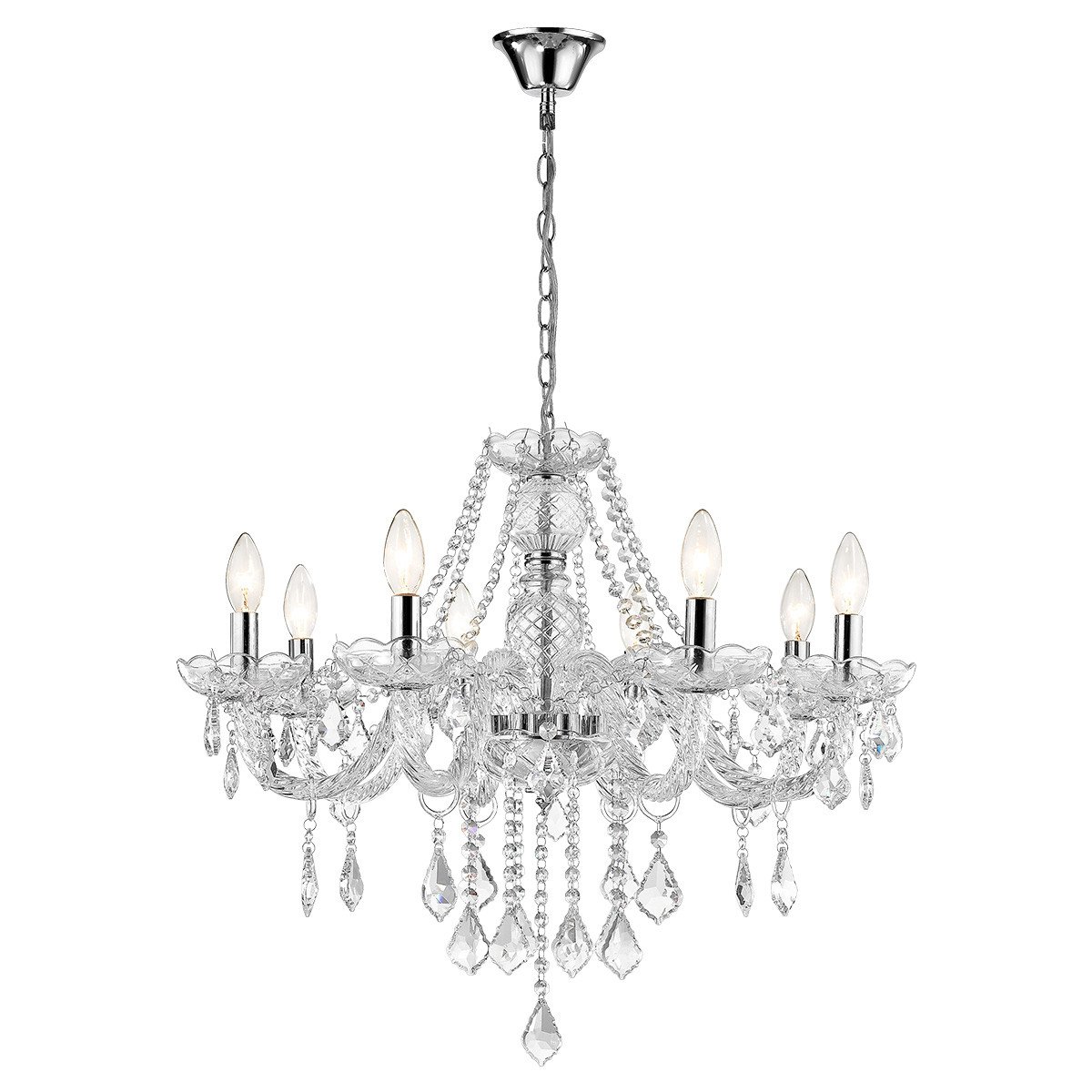 Lampa wisząca Cristallo srebrna 8xE14 Light Prestige - obrazek 4