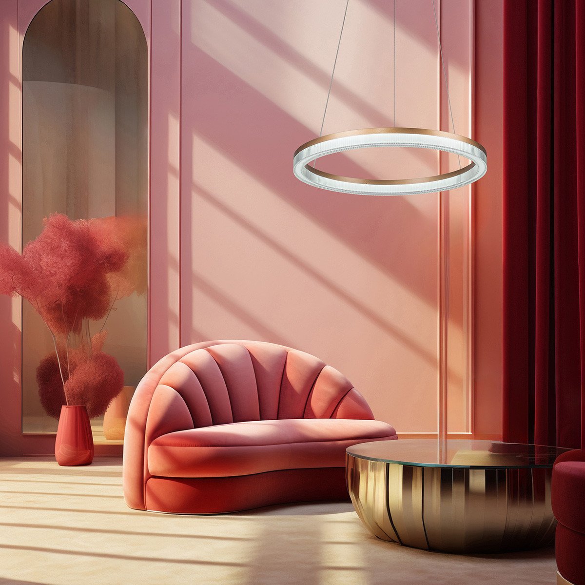 Lampa wisząca Midway Cristal Triangle złoto - transparentna LED CCT Light Prestige - obrazek 3