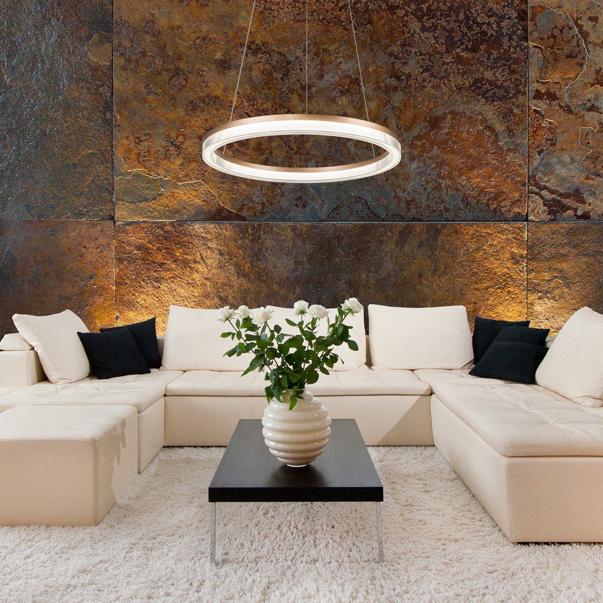 Lampa wisząca Midway Cristal Triangle złoto - transparentna LED CCT Light Prestige - obrazek 5