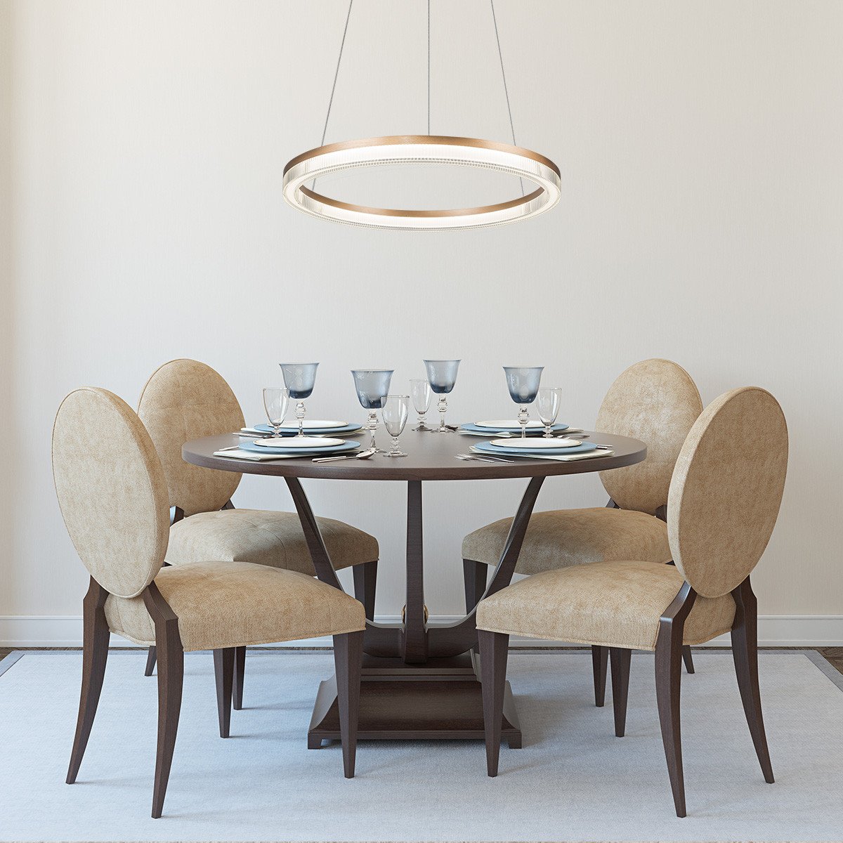 Lampa wisząca Midway Cristal Triangle złoto - transparentna LED CCT Light Prestige - obrazek 6