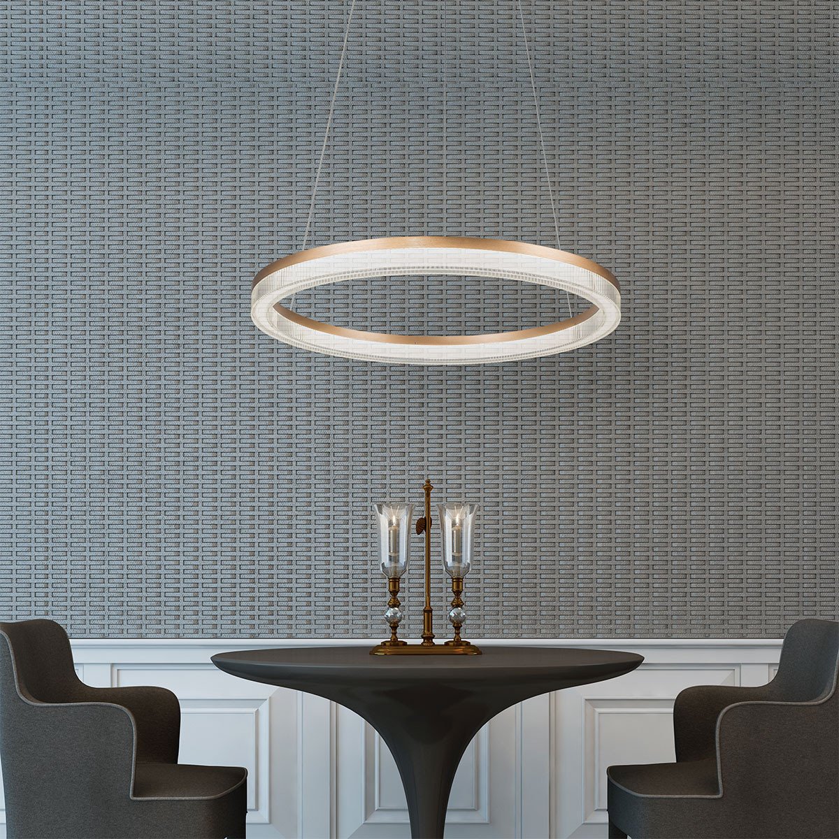 Lampa wisząca Midway Cristal Triangle złoto - transparentna LED CCT Light Prestige - obrazek 9