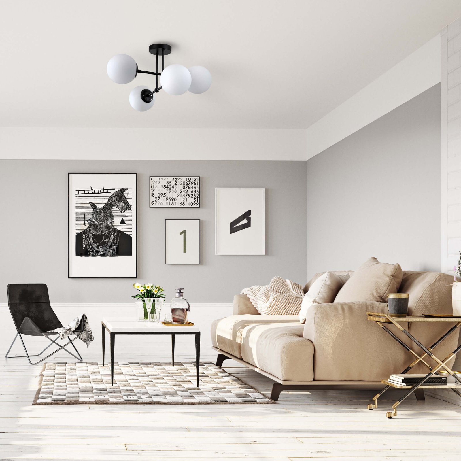 Lampa wisząca Roma 4 czarna 4xE14 Light Prestige - obrazek 2