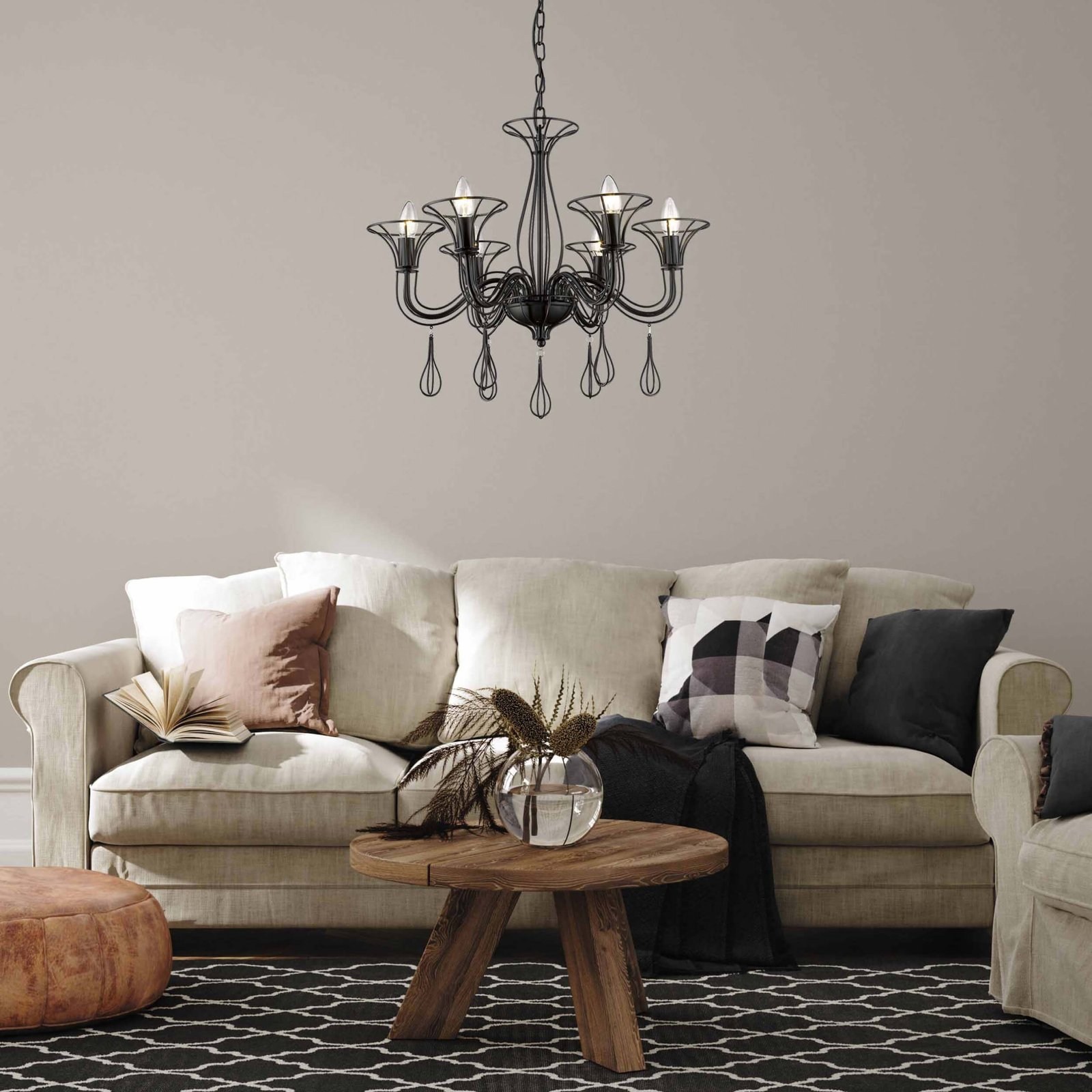 Lampa wisząca Tarragona czarna 6xE14 Light Prestige - obrazek 2