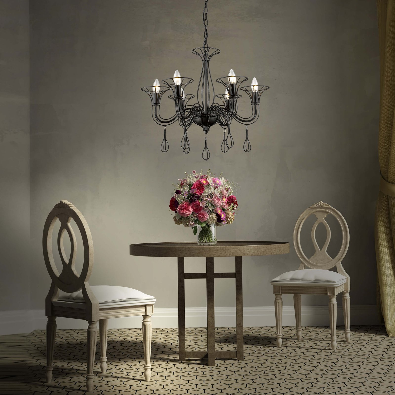 Lampa wisząca Tarragona czarna 6xE14 Light Prestige - obrazek 3