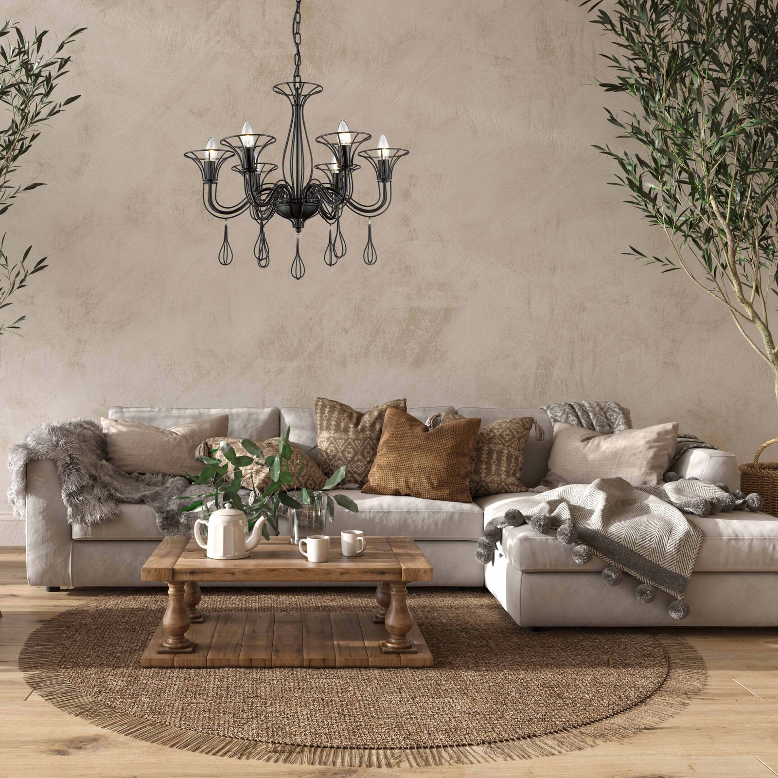 Lampa wisząca Tarragona czarna 6xE14 Light Prestige - obrazek 4