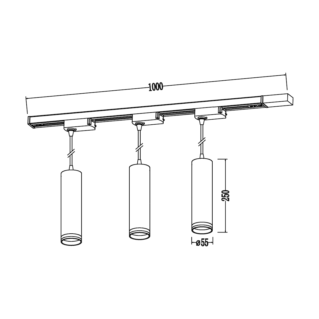 Zestaw Oprawa Pipe Ring Track Zwis Czarny 3xGU10 1m Milagro - obrazek 5