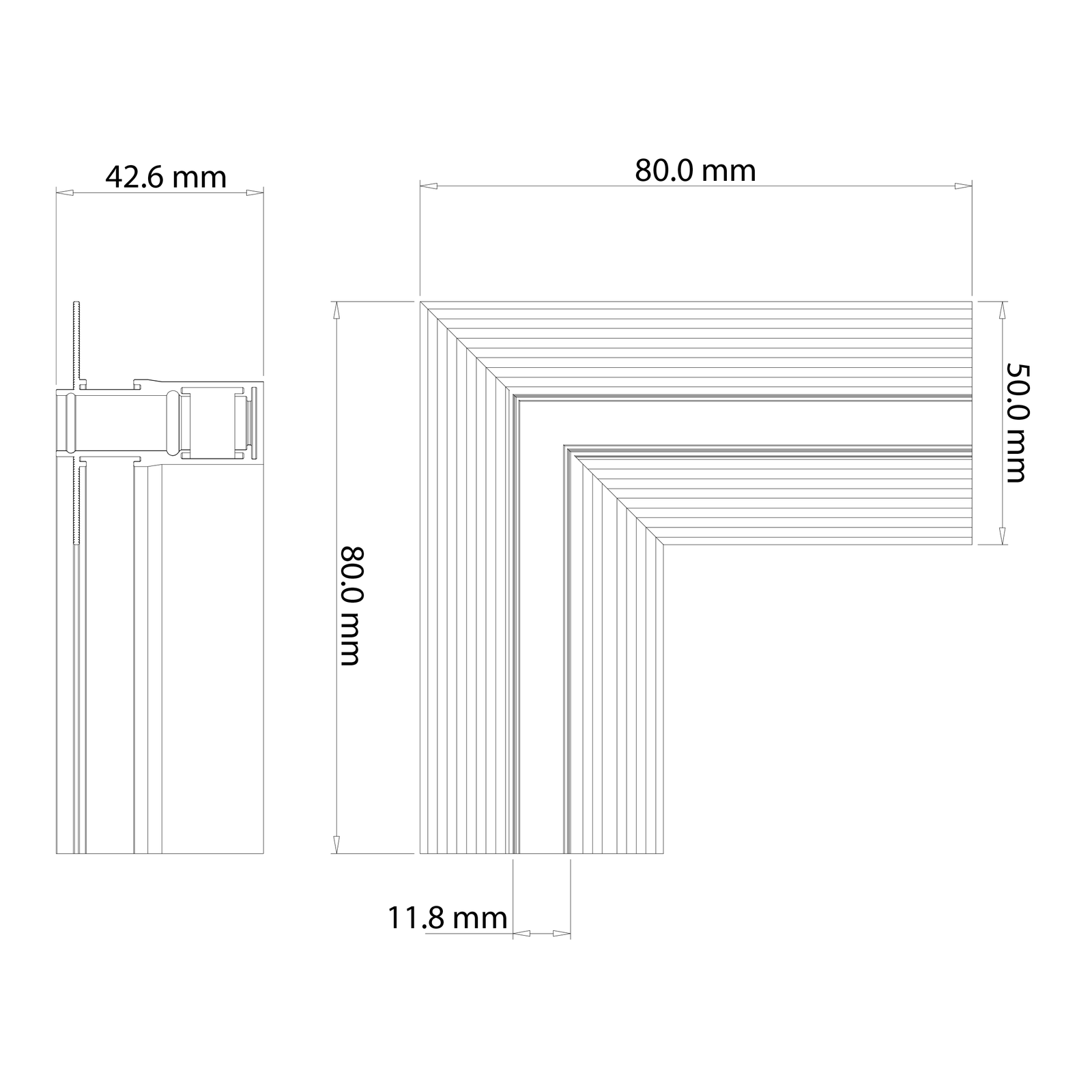 Narożnik podtynk L bok magnetic track 10mm Milagro - obrazek 3
