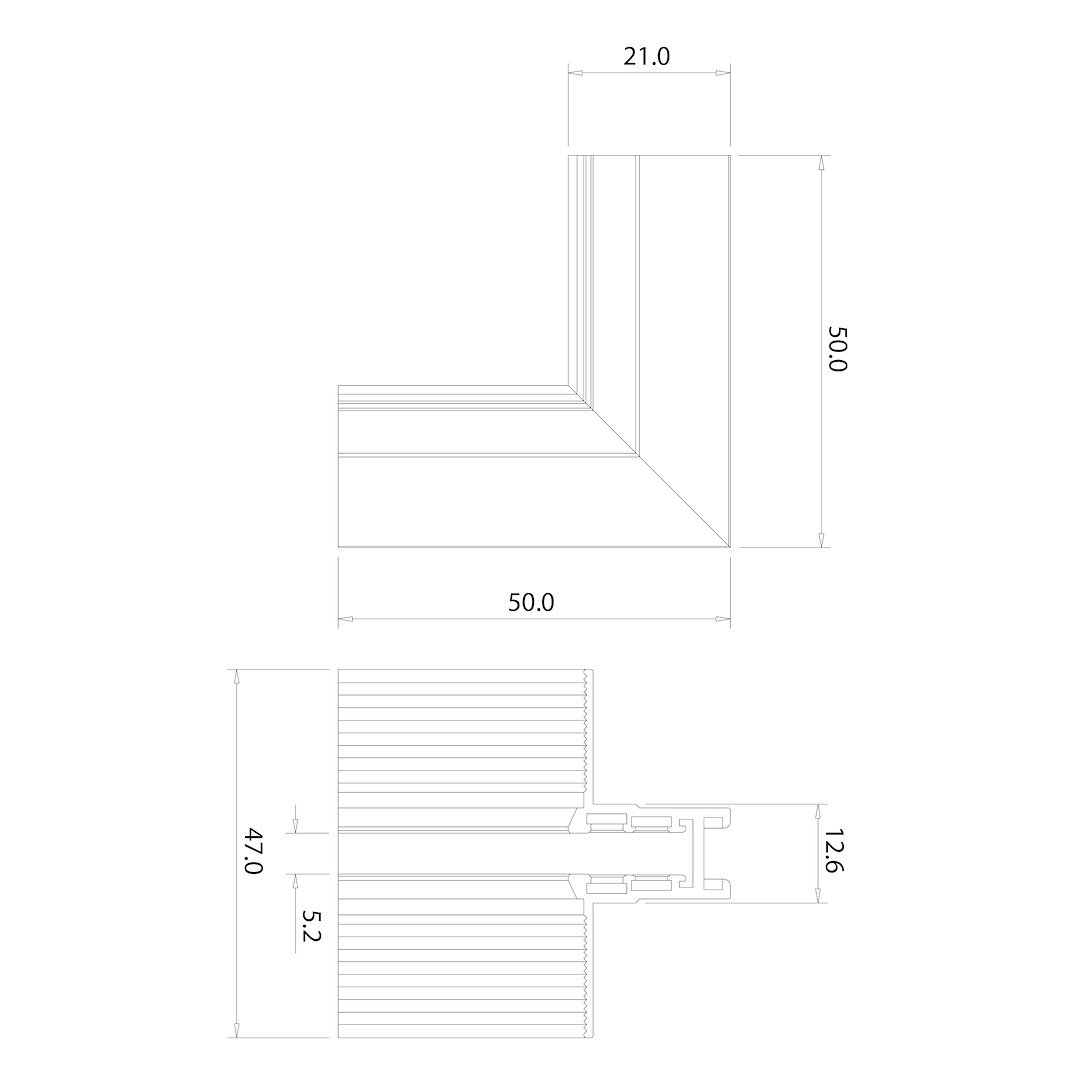 Narożnik podtynk L góra dół magnetic track 5mm Milagro - obrazek 4