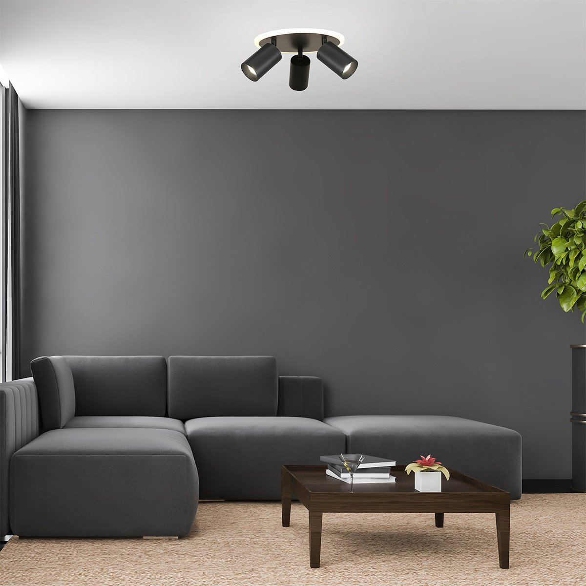 Plafon Parma 3 okrągły czarny 3xGU10 LED CCT Light Prestige - obrazek 4