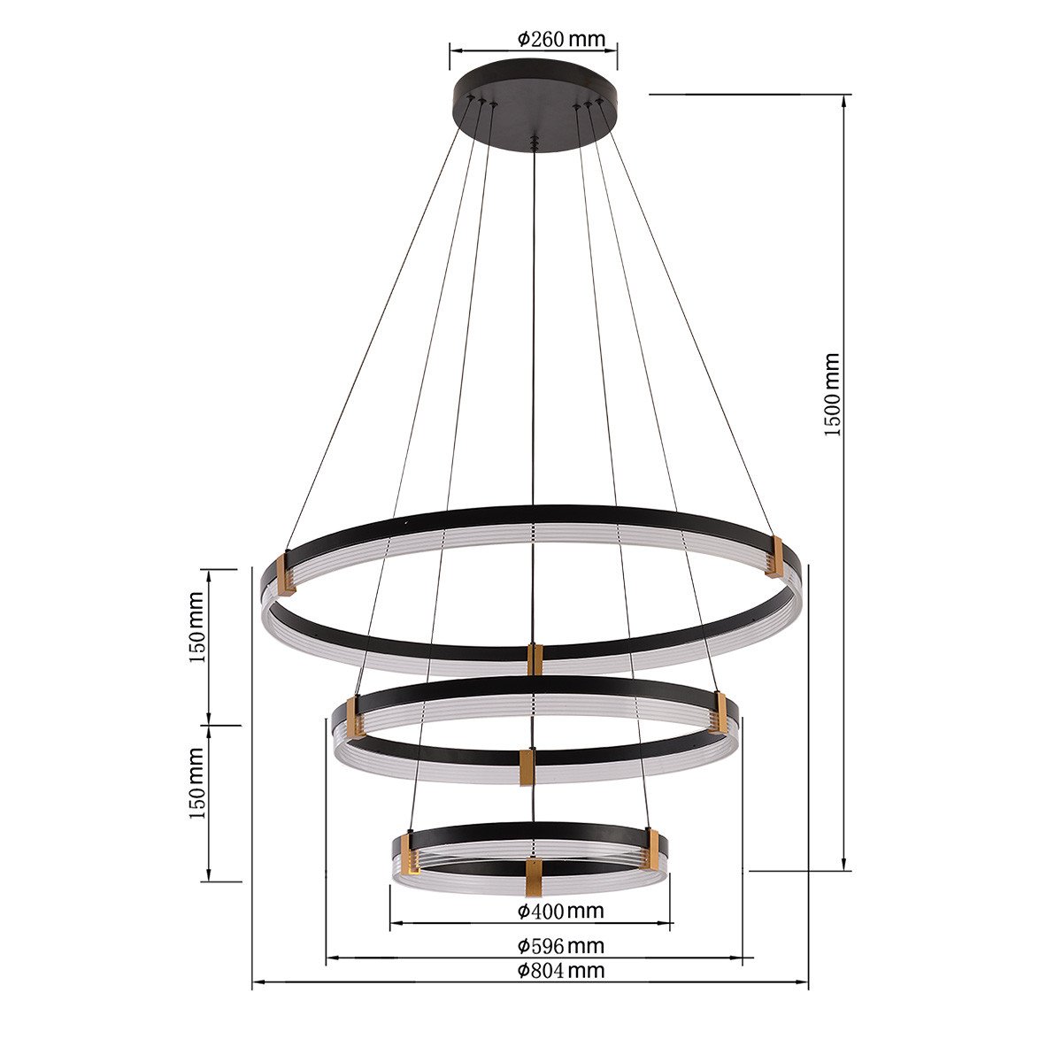 Lampa wisząca Plum 80 cm 60 cm 40 cm czarno-transparentna LED CCT Light Prestige - obrazek 7