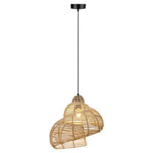 Rattanowa lampa wisząca Shella 40 cm jasne drewno 1xE27 Light Prestige