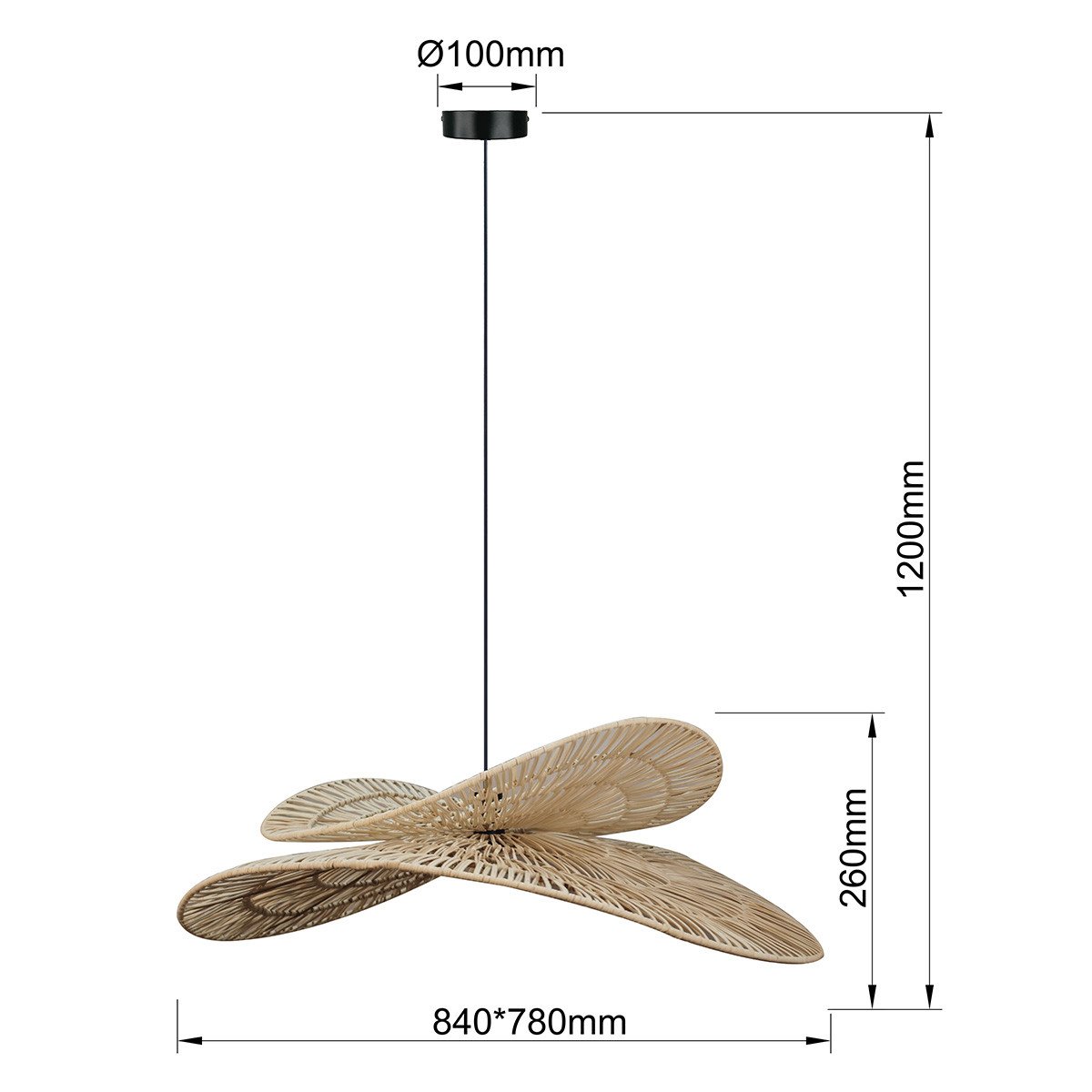 Rattanowa lampa wisząca Raya naturalna 1xE27 Light Prestige - obrazek 8