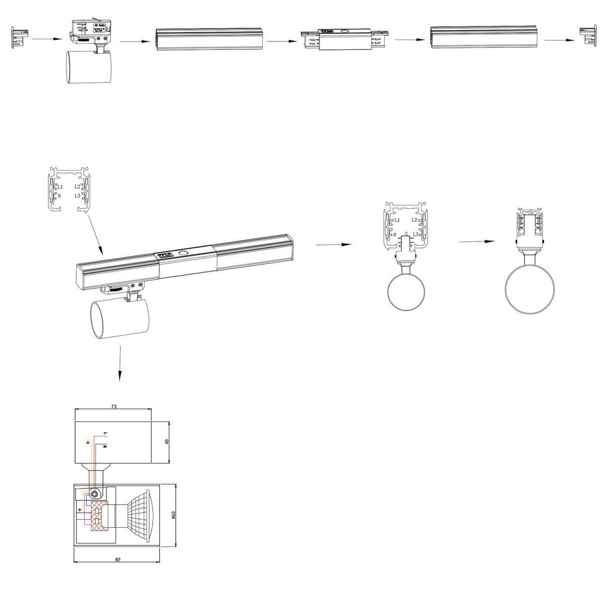 Zestaw oświetlenia szynowego Snow SET 3F biały 4xGU10 Light Prestige - obrazek 13